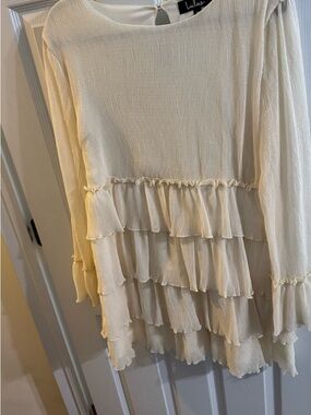Lulu's Cream Textured Crewneck Top